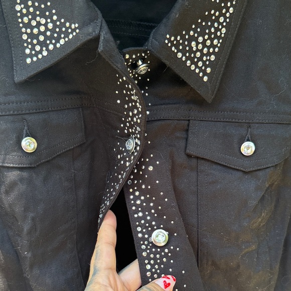 Quacker Factory Black bedazzled Collar vest w/functional pockets Sz.M - Picture 4 of 11